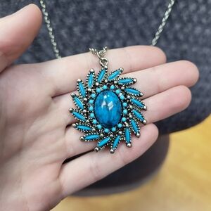 Blue Costume Pendant Necklace